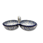 942 Bunzlau dubbele schaal met handvat (oog) 3427X Overige Schalen